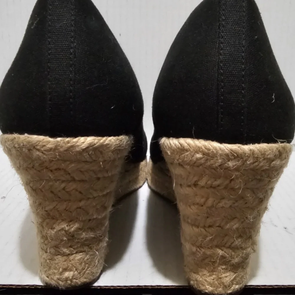 J.Crew Seville Black Espadrille Wedges Shoes Sz 8 1 / 2 Fall Preppy Minimalist